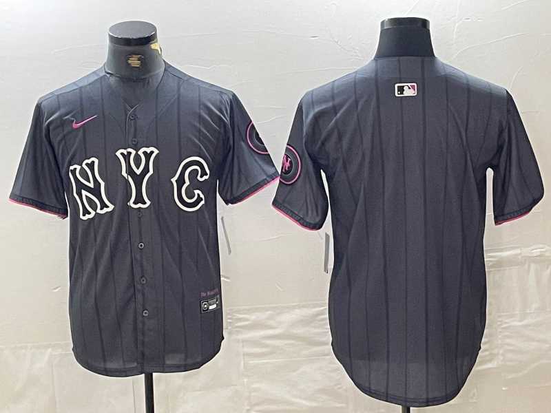 Mens New York Mets Blank Gray 2024 City Connect Cool Base Stitched Jersey